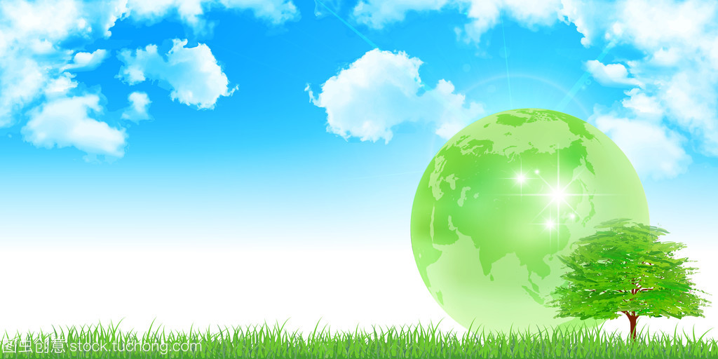 地球樹 以新鮮綠色為背景的環(huán)保行動